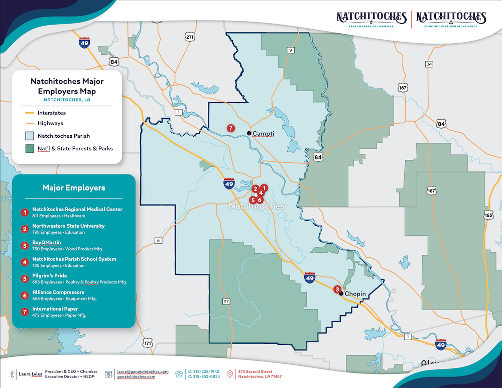 Natchitoches Major Employers Map Png