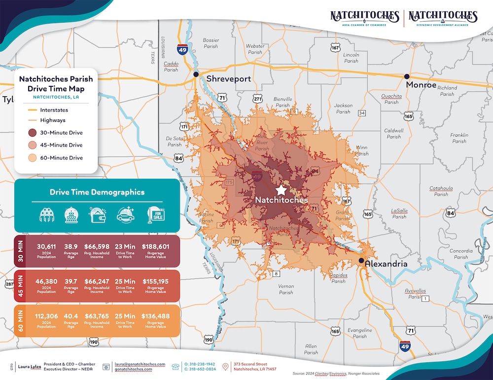 Natchitoches Drive Time Map Png